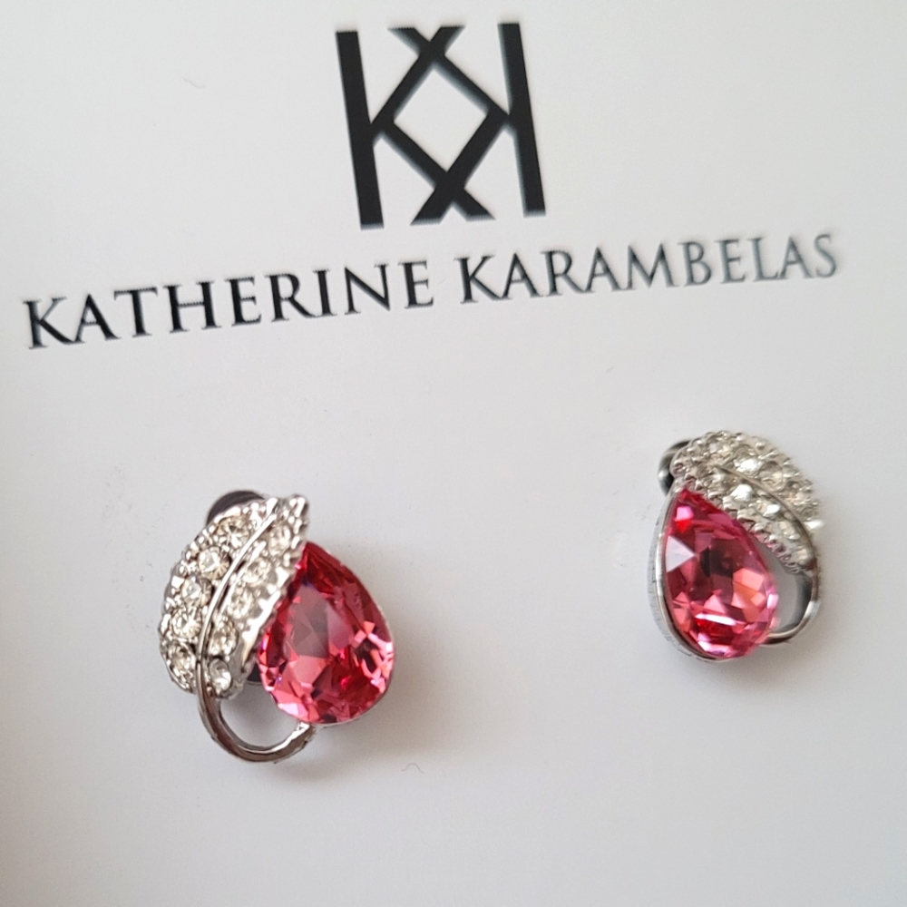 Silver Earrings with Pink Gem